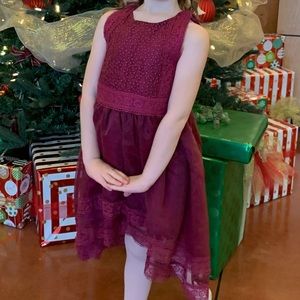 Trish Scully Christmas Lace Dress Burgundy Sz 6
